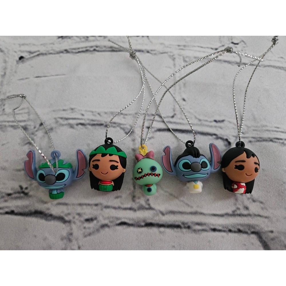 5Pc Hallmark Disney Lilo & Stitch Mini Christmas Tree Ornaments / Charms
